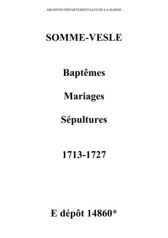 Somme-Vesle. Baptêmes, mariages, sépultures 1713-1727