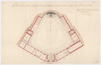 Plan au rez de chaussée de l'hôpital St Maur de Chaalons, à reconstruire sur le terrein de l'hôtel-Dieu et sur la ruë dite de la Grêve, 1787.