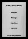 Sermaize-sur-Saulx. Baptêmes, mariages, sépultures 1703-1709