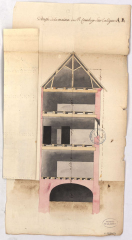 Châlons-sur-Marne. Coupe de la maison de M. Cambray sur la ligne A, B, 1767.