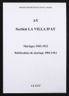 Villa d'Ay (La). Ay. Mariages, publications de mariage 1903-1912