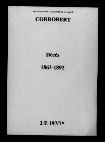 Corrobert. Décès 1863-1892