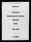 Prunay. Naissances, publications de mariage, mariages, décès 1843-1852