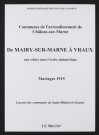 Communes de Mairy-sur-Marne à Vraux de l'arrondissement de Châlons. Mariages 1915