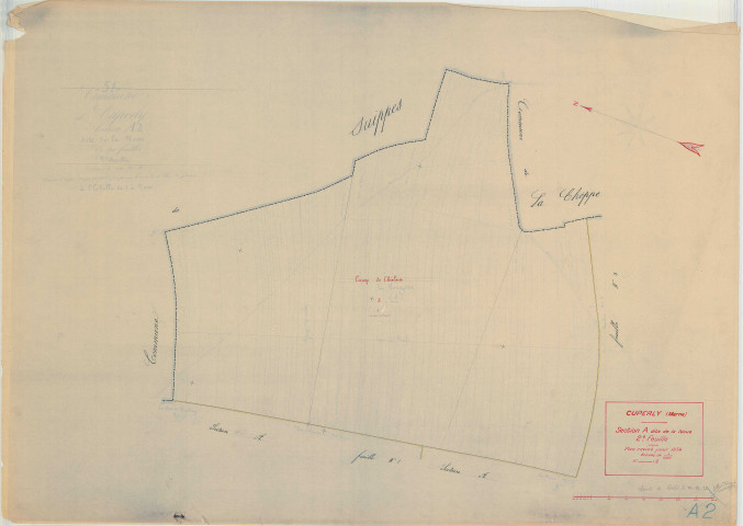 Cuperly (51203). Section A2 échelle 1/2000, plan mis à jour pour 1934, plan non régulier (papier)