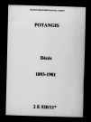 Potangis. Décès 1893-1901