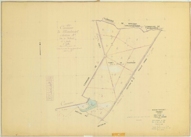 Montmort-Lucy (51381). Section A1 3 échelle 1/5000, plan mis à jour pour 01/01/1965, non régulier (papier)