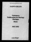 Saint-Gilles. Naissances, publications de mariage, mariages, décès 1843-1852