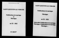 Saint-Quentin-le-Verger. Publications de mariage, mariages an XI-1862