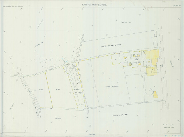 Saint-Germain-la-Ville (51482). Section AC échelle 1/1000, plan remanié pour 1997, plan régulier (calque)