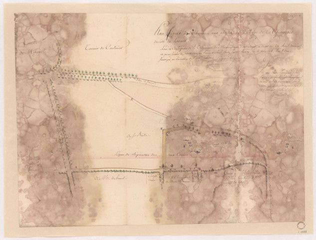 Plan figuré du chemin aux abords du village de la Chaussée, 1778.