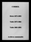 Corbeil. Décès et tables décennales des naissances, mariages, décès 1873-1892