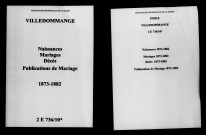 Ville-Dommange. Naissances, mariages, décès, publications de mariage 1873-1882