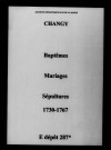 Changy. Baptêmes, mariages, sépultures 1730-1767