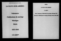 Savigny-sur-Ardres. Naissances, publications de mariage, mariages, décès 1833-1842