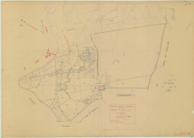 Saint-Gilles (51484). Section C4 échelle 1/1250, plan mis à jour pour 1936, plan non régulier (papier).
