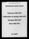 Montigny-sur-Vesle. Naissances, publications de mariage, mariages, décès 1863-1872