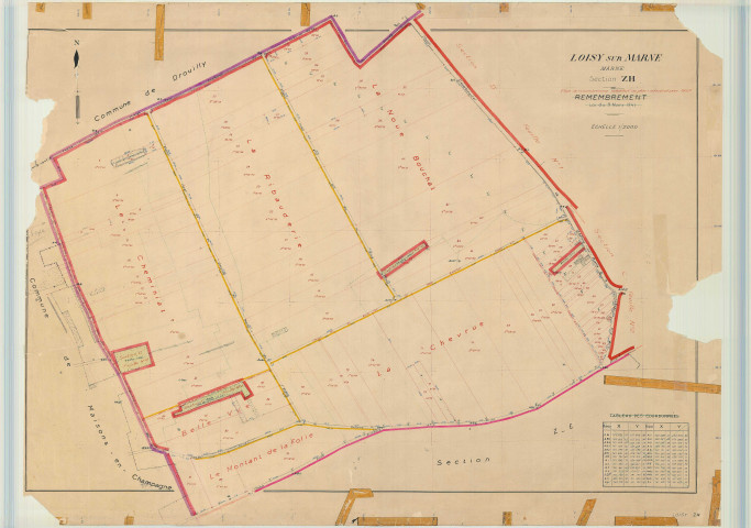 Loisy-sur-Marne (51328). Section ZH 2 échelle 1/2000, plan remembré pour 1957, plan régulier (papier)