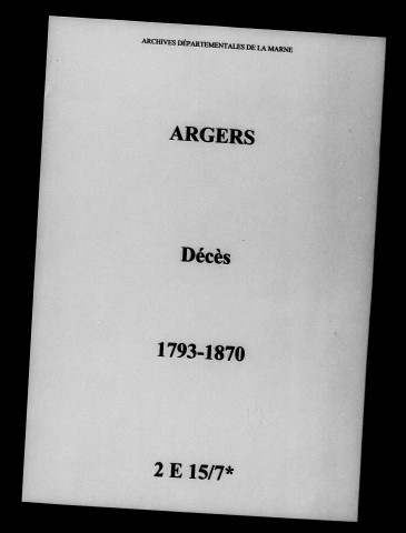 Argers. Décès 1793-1870