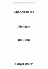 Ablancourt. Mariages 1873-1882