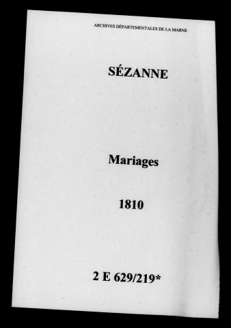 Sézanne. Mariages 1810