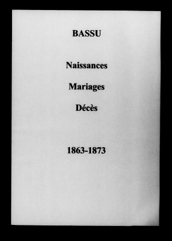 Bassu. Naissances, mariages, décès et tables décennales des naissances, mariages, décès 1863-1873