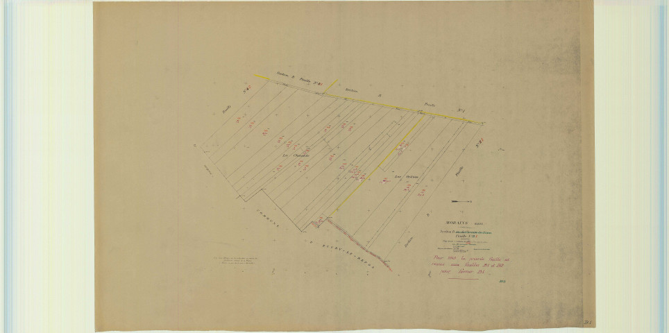 Val-des-Marais (51158). Morains (51383). Section B1 4 échelle 1/2000, plan mis à jour pour 1948 (ancienne section B1 1e partie), plan non régulier (papier)