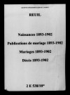 Reuil. Naissances, publications de mariage, mariages, décès 1893-1902