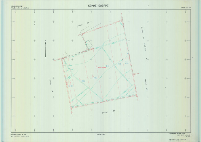 Somme-Suippe (51546). Section ZP échelle 1/2000, plan remembré pour 1993, plan régulier (calque)