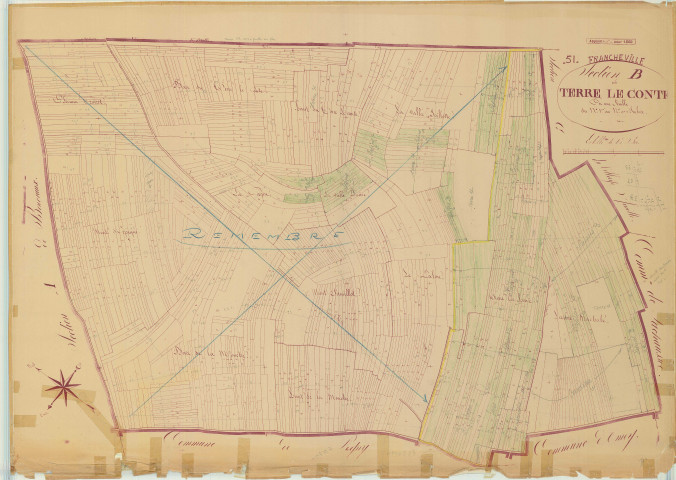 Francheville (51259). Section B échelle 1/2500, plan napoléonien sans date (copie du plan napoléonien), plan non régulier (papier)