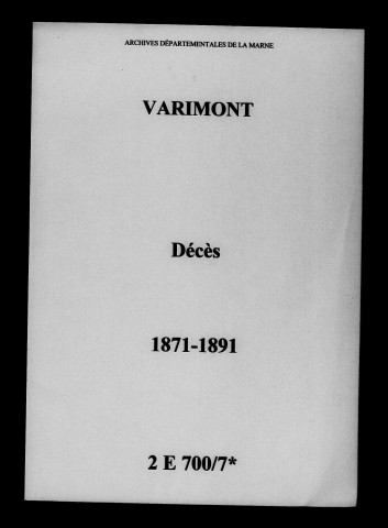 Varimont. Décès 1871-1891