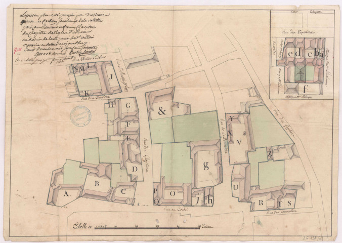 Plan des maisons canoniales sises en dehors du cloître ( à Reims) (2 décembre 1760) Pierre Villain