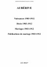 Aubérive. Naissances, décès, mariages, publications de mariage 1903-1912
