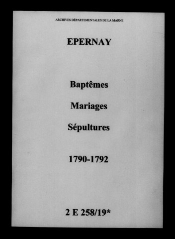 Épernay. Baptêmes, mariages, sépultures 1790-1792