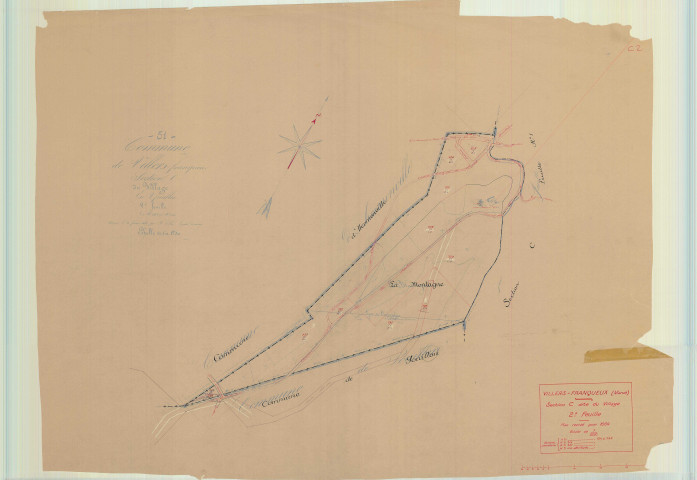 Villers-Franqueux (51633). Section C2 échelle 1/1250, plan mis à jour pour 1934, plan non régulier (papier).