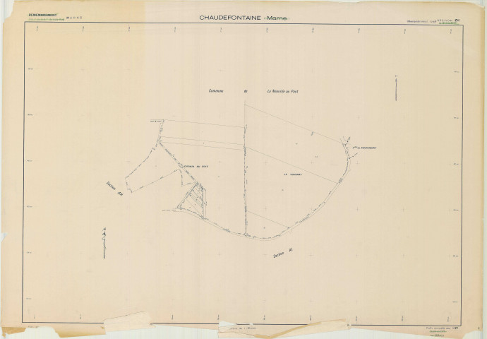 Chaudefontaine (51139). Section ZH échelle 1/2000, plan remembré pour 1977, plan régulier (papier)