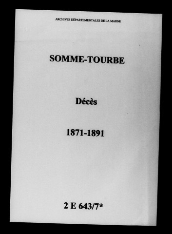 Somme-Tourbe. Décès 1871-1891