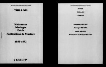 Thillois. Naissances, mariages, décès, publications de mariage 1883-1892