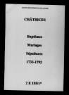 Châtrices. Baptêmes, mariages, sépultures 1733-1792