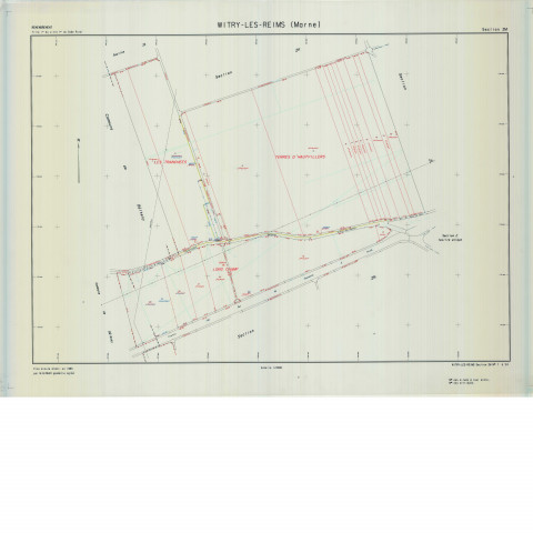 Witry-lès-Reims (51662). Section ZM échelle 1/2000, plan remembré pour 1987, plan régulier de qualité P5 (calque).