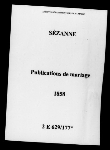 Sézanne. Publications de mariage 1858