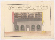 Coupe en long de la nef de l'église de Prunay, 1772.