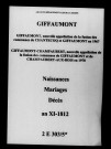 Giffaumont. Naissances, mariages, décès an XI-1812