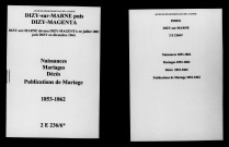 Dizy-sur-Marne. Naissances, mariages, décès, publications de mariage 1853-1862