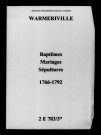 Warmeriville. Baptêmes, mariages, sépultures 1766-1792
