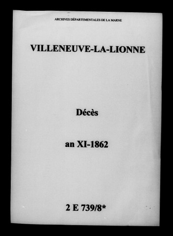Villeneuve-la-Lionne. Décès an XI-1862