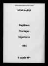 Morsains. Baptêmes, mariages, sépultures 1752