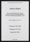 Arzillières. Naissances, mariages, décès 1917-1923 (reconstitutions)