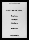 Givry-en-Argonne. Baptêmes, mariages, sépultures 1690-1692
