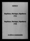 Songy. Baptêmes, mariages, sépultures 1714-1718